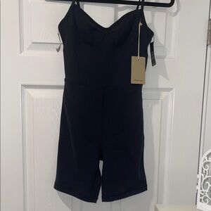 Wilfred Black Fitted Spaghetti-Strap Romper